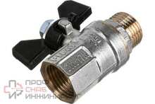 Кран шаровой РосТурПласт ручка бабочка латунь внутренняя/наружная резьба 1/2" PN40 никель