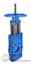 Задвижка шиберная со сквозным ножом DN.ru GVKRT3431N-2W-Fb-S Ду100 Ру16, корпус - углеродистая сталь WCB, шибер - нержавеющая сталь 304, уплотнение - NBR, межфланцевая со штурвалом