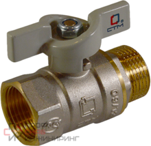 Кран шаровой для воды СTM ПРОФИ Ду25 1" ВН/НР бабочка никель PN40