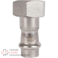 Переходник с накидной гайкой Rommer ВПр-ВР 15х3/4 из нержавеющей стали