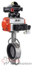 Затвор дисковый поворотный DN.ru WBV3232N-2W-Fb-H Ду150 Ру16, корпус - нержавеющая сталь 316L, диск - нержавеющая сталь 316L, уплотнение - NBR, с пневмоприводом DN.ru PA-DA-130, пневмораспределителем 4M310-08 24В и БКВ APL-510N EX