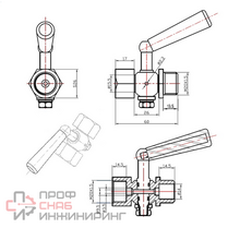 Кран под манометр Abra VFM16-FMFM DN015 PN16 муфтовый шаг 1.5 мм трехходовой
