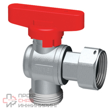 Шаровой кран FAR хром. 3/4"накид.гайка-3/4"EU/плос.упл. бабочка красный угловой