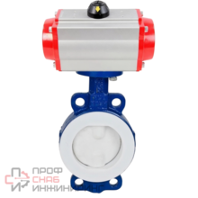 Затвор дисковый поворотный DN.ru WBV3434Pf-2W-Fb-R Ду150 Ру16 корпус - углеродистая сталь WCB, диск - углеродистая сталь WCB, футерованный PTFE, уплотнение - PTFE, с пневмоприводом DN.ru PA-DA-105 двойного действия