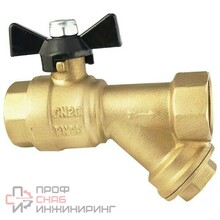 Кран шаровой со встроенным косым фильтром Frap 1/2" ВР-ВР с рукояткой «бабочка» 1/2" x 1/2"