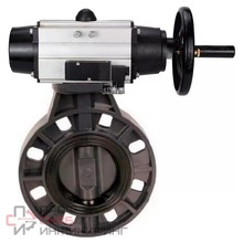 Затвор дисковый поворотный DN.ru WBV4242E-2W-Fb-ISO Дн80 Ру10 межфланцевый, корпус - НПВХ, диск - НПВХ, уплотнение - EPDM, с пневмоприводом PA-DA-105-1 и пневмораспределителем 4V320-08 220В