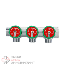 Коллектор регулирующий Varmega 3/4" на 3 выхода 3/4" ЕК хром (1 шт/ 36 шт)