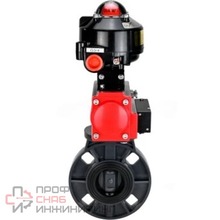 Затвор дисковый поворотный DN.ru WBV4242E-2W-Fb-ISO Дн150 Ру10 межфланцевый, корпус - НПВХ, диск - НПВХ, уплотнение - EPDM, с пневмоприводом PA-DA-065, пневмораспределителем 4M310-08 220В и БКВ APL-510N EX