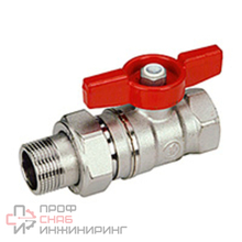 Кран шаровой Giacomini R259D, 1", 1", ВН, ручка-бабочка красная, хромированный, с разъемным соединением