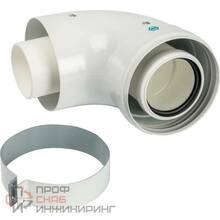Элемент дымохода конденсационный Stout адаптер 90° D60/100 м/п PP-FE с хомутом (совместим с Vaillant, Ariston)