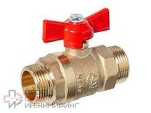 Кран шаровой латунный 3/4 ш/ш Галлоп 233 бабочка латунь