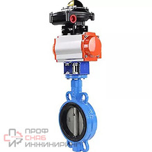 Затвор дисковый поворотный DN.ru WBV1413E-2W-Fb-H Ду125 Ру16, корпус - чугун GGG50, диск - чугун GGG40, уплотнение - EPDM, с пневмоприводом DN.ru PA-DA-105 и БКВ APL-510N EX