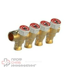 Коллектор латунный с запорными клапанами 3/4" м/р 2в 1/2" н/р 35мм Giacomini