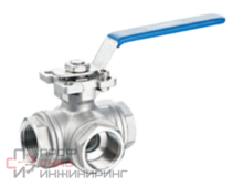 Кран шаровой нержавеющий трехходовой муфтовый Lotar (T-тип)  1_1/2" (DN40)  AISI316 (CF8M)  LTR-TT40/6