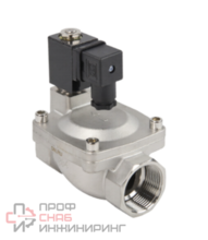 Клапан электромагнитный DN.ru VS431-ET-NC-220VAC 1 1/4" Ду32 Ру16, соленоидный двухходовой, корпус - нержавеющая сталь 304, уплотнение - EPDM, резьбовой, нормально-закрытый, пилотный, катушка - 220В