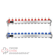 Группа коллекторная с расходомерами VARMEGA ВР 1" на 13 контуров 3/4" EK
