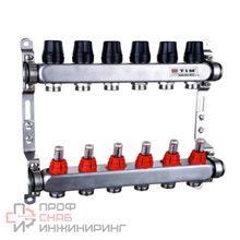 Коллекторная группа TIM со встр. расходомерами упрощенная 1"х 6 вых. 3/4 ЕК
