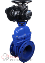Задвижка клиновая 30ч939р (аналог МЗВ) DN.ru GVWN1414E-2W-F Ду100 Ру10/16 фланцевая, клин - обрезиненный, шпиндель - невыдвижной, корпус - чугун, уплотнение - EPDM, c ОСТ-фланцем с электроприводом DN.ru MT-N-005EM-O2-380VAC-У1 пятикулачковым