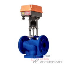 Клапан регулирующий 3-ход чуг Теплосила TRV-3 Ду50 Ру16 фл Kv40 с электроприводом TSL TRV-3-50-40-101