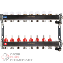 Коллектор из нержавеющей стали ROMMER RMS-1201 8 выходов с расходомерами