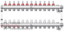 Коллектор нерж. Wester MUFS 1"-3/4 в сборе с расходомерами на 12 выходов