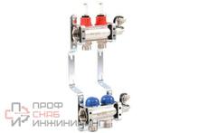 Колл.группа 1" х 2 вых 3/4" с расходомерами и термостатическими вентилями