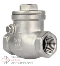 Клапан обратный DN.ru VC3232P-T 2″ 1/2 Ду65 Ру16 резьбовой, поворотный, корпус - нержавеющая сталь, диск - нержавеющая сталь, уплотнение - PTFE