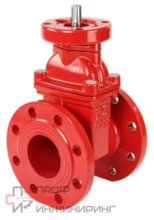 Задвижка клиновая 30ч939р (аналог МЗВ) DN.ru GVWN1414E-2W-F Ду150 Ру16 двусторонняя, фланцевая, клин - обрезиненный, шпиндель - невыдвижной, корпус - чугун, уплотнение - EPDM, с голым штоком, цвет - красный, L=210мм, шток 18, шпонка 6, F10