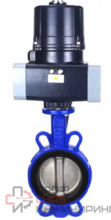 Затвор дисковый поворотный DN.ru WBV3432E-2W-Fb-H Ду100 Ру16, корпус - углеродистая сталь WCB, диск - нержавеющая сталь 316L, уплотнение - EPDM, с электроприводом DN.ru QTSA-N-014EM-O0-220VAC с пружинным возвратом