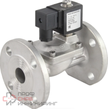 Клапан электромагнитный DN.ru VS631-EF-NC-24VDC Ду50 Ру10, соленоидный двухходовой, корпус - нержавеющая сталь 304, уплотнение - EPDM, фланцевый, нормально-закрытый, пилотный, катушка - 24В DAR