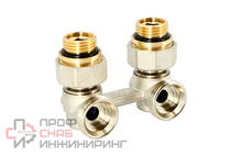 Узел угловой Uni-Fitt НН 1/2" х 3/4"ЕК радиаторный со встроенными вентилями, с ниппелями