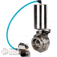 Затвор дисковый поворотный кламповый DN.ru WBV3131E-2W-C-H Ду50 Ру10 корпус - пищевая нержавеющая сталь 304, уплотнение – EPDM, с пневмоприводом DN.ru PA-SA-85 и пневмораспределителем DN.ru 4V320-10 220В