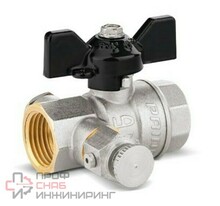 Кран шаровой латунный LD Pride ВВ 1/2" с дренажным вентилем (заглушка 1/4")  бабочка
