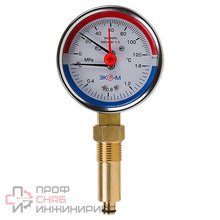 Термоманометр ЭКОМЕРА 120С 1,6МПа Дк80 G1/4"радиал в/к перех G1/2" L=40мм