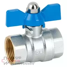 Кран шаровой полнопроходной GENEBRE 3035 03 DN010 PN25, корпус - латунь, шар - латунь, уплотнение шара - PTFE, ВР/ВР, рукоятка-бабочка (синяя)