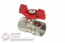 Кран шаровой РосТурПласт ручка бабочка латунь внутренняя/внутренняя резьба 3/4" PN40 никель