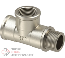 Тройник РосТурПласт, латунь, внутренняя/внутренняя/наружная резьба 1/2", никель, RTP