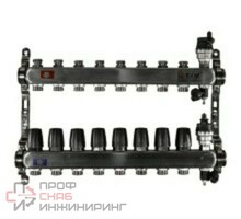 Коллекторная группа TIM в сборе с термостат. и запорными клапанами 1"х 8 вых. 3/4 ЕК нержавеющая