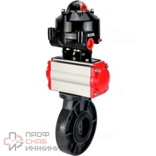 Затвор дисковый поворотный DN.ru WBV4242E-2W-Fb-ISO Дн65 Ру10 межфланцевый, корпус - НПВХ, диск - НПВХ, уплотнение - EPDM, с пневмоприводом PA-SA-065, пневмораспределителем 4M310-08 220В и БКВ APL-510N EX