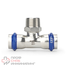 Тройник раструбный Varmega Inox Press 22x3/4"x22 НР