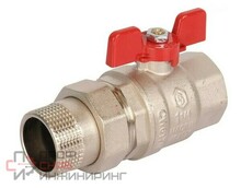 Кран Stout шаровой полнопроходной с американкой ВР/НР ручка бабочка 1 1/4 (EPDM)