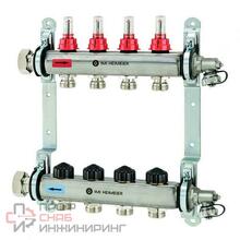 Коллектор распределительный с преднастрой и ротаметрами Heimeier Dynalux , вход - 1', выходы - G 3/4', 3 контура