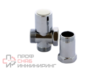 Вентиль проходной 3/4' для стиральной машины, с удлинителем, хромированный