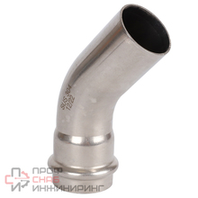 Угольник однораструбный Rommer 45° ВПр-НПр 42 из нержавеющей стали