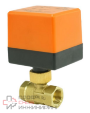 Кран шаровой DN.ru BV0030NP-SP-T-ED Ду20 Ру16 стандартнопроходной двухходовой, латунь, внутренняя резьба, уплотнение - нитриловый каучук / PTFE, с электроприводом 24VDC без концевых выключателей