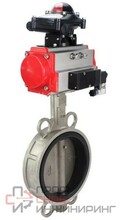 Затвор дисковый поворотный DN.ru WBV3232N-2W-Fb-H Ду100 Ру16, корпус - нержавеющая сталь 316L, диск - нержавеющая сталь 316L, уплотнение - NBR, с пневмоприводом DN.ru PA-DA-105, пневмораспределителем 4V320-08 220В, БКВ APL-210N и БПВ AFC2000