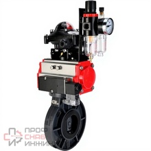Затвор дисковый поворотный DN.ru WBV4242E-2W-Fb-ISO Дн125 Ру10 межфланцевый, корпус - НПВХ, диск - НПВХ, уплотнение - EPDM, с пневмоприводом PA-DA-065, пневмораспределителем 4M310-08 24В, БКВ APL-210N и БПВ AFC2000