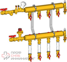 Узел коллекторный отопления этажный компактный, со встроенными запорно-регулирующими клапанами Giacomini 3/4" x 1/2" / 4