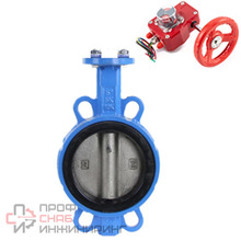 Затвор дисковый поворотный для абразивных сред DN.ru WBV1632E-2W-Fb-H Ду200 Ру16, корпус - чугун QT450, диск - нержавеющая сталь 316L, уплотнение - EPDM, с редуктором DN.ru HGBF RQN3-680Z с индикатором положения и датчиком обратной связи