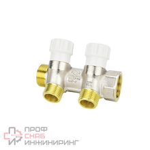 Коллектор распределительный VARMEGA с запорными клапанами 3/4 х3/4 2 выхода евро конус